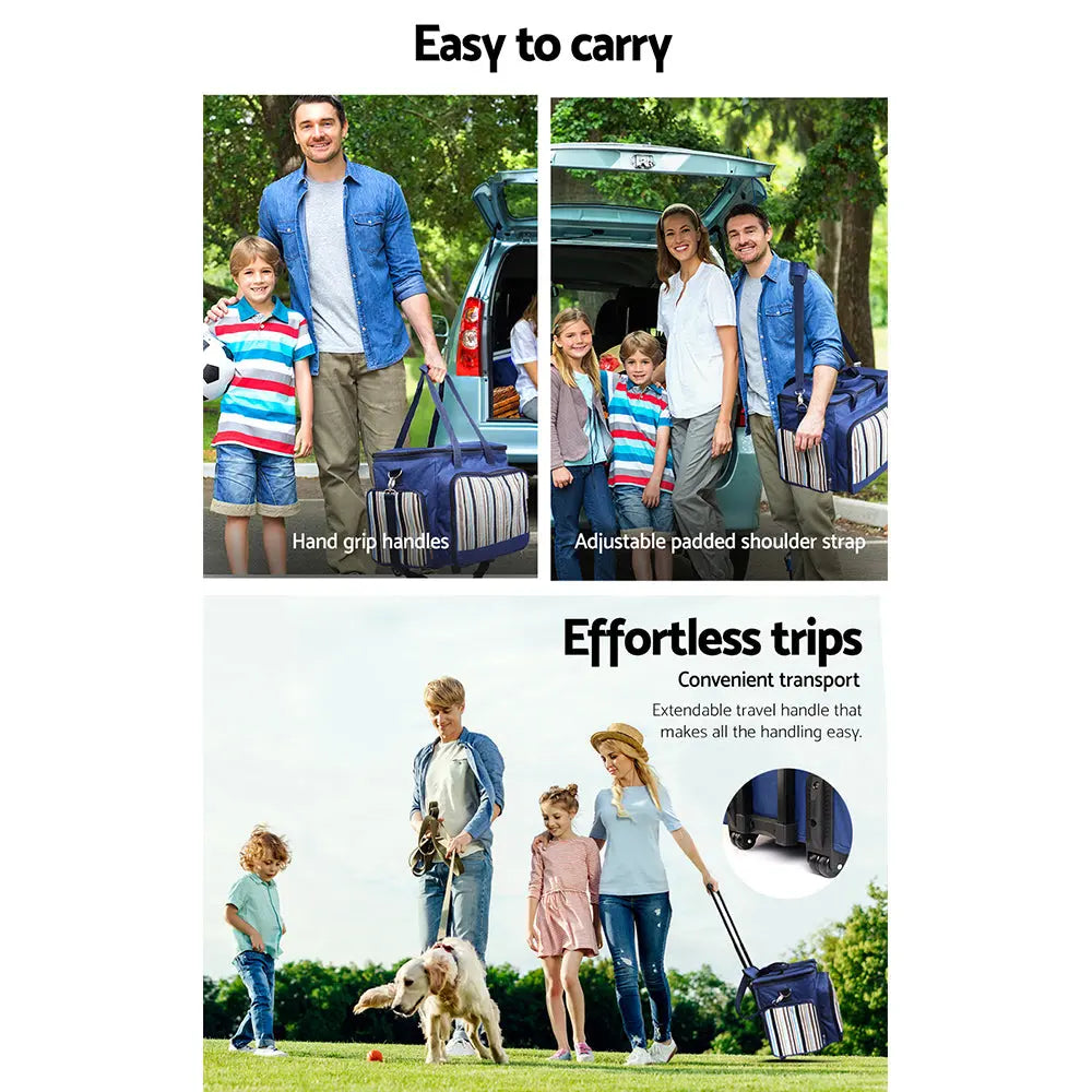 Alfresco 6 Person Picnic Basket Set Picnic Bag Cooler Wheels Insulated Bag Deals499