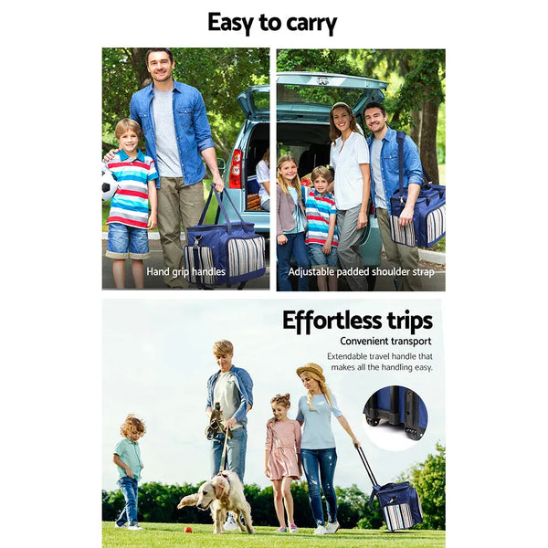 Alfresco 6 Person Picnic Basket Set Picnic Bag Cooler Wheels Insulated Bag Deals499