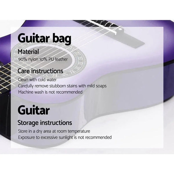 Alpha 34" Inch Guitar Classical Acoustic Cutaway Wooden Ideal Kids Gift Children 1/2 Size Purple Deals499