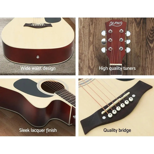 Alpha 41" Inch Electric Acoustic Guitar Wooden Classical EQ With Pickup Bass Natural Deals499