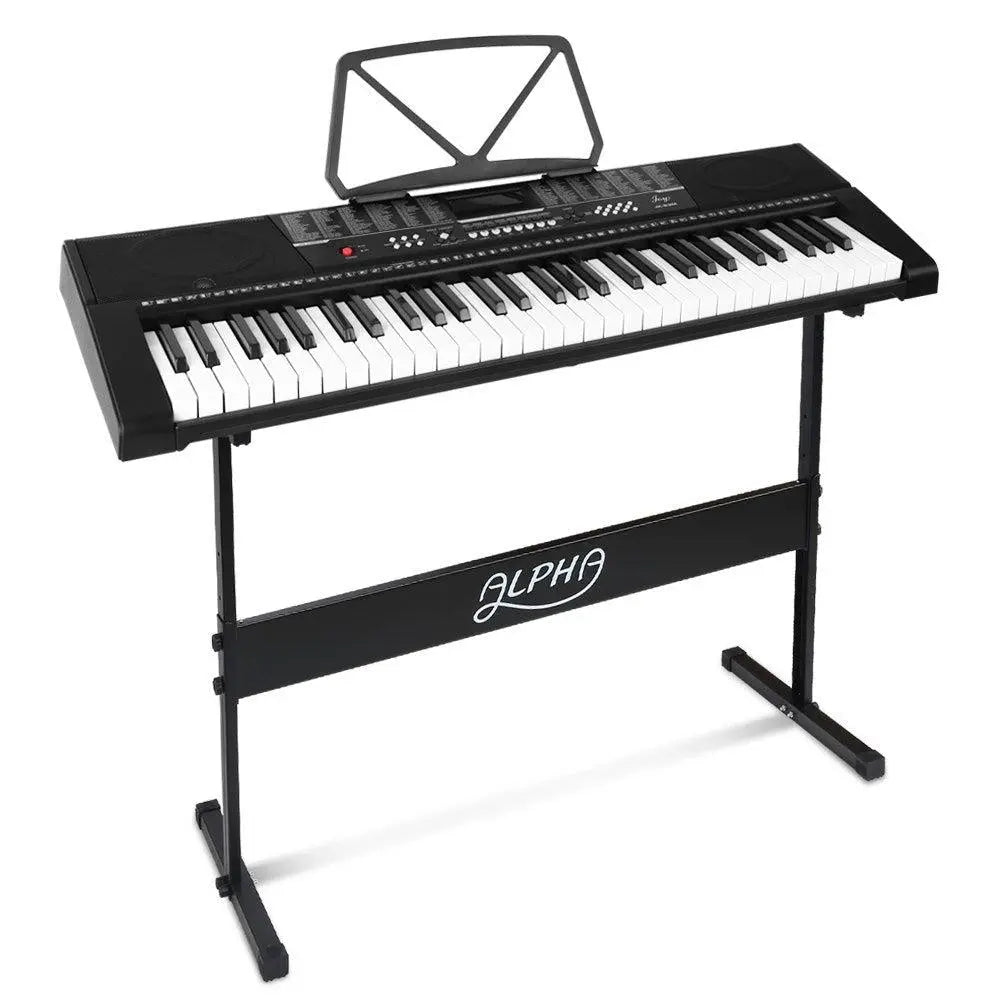 Alpha 61 Keys Electronic Piano Keyboard LED Electric w/Holder Music Stand USB Port Deals499
