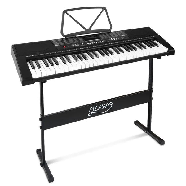 Alpha 61 Keys Electronic Piano Keyboard LED Electric w/Holder Music Stand USB Port Deals499