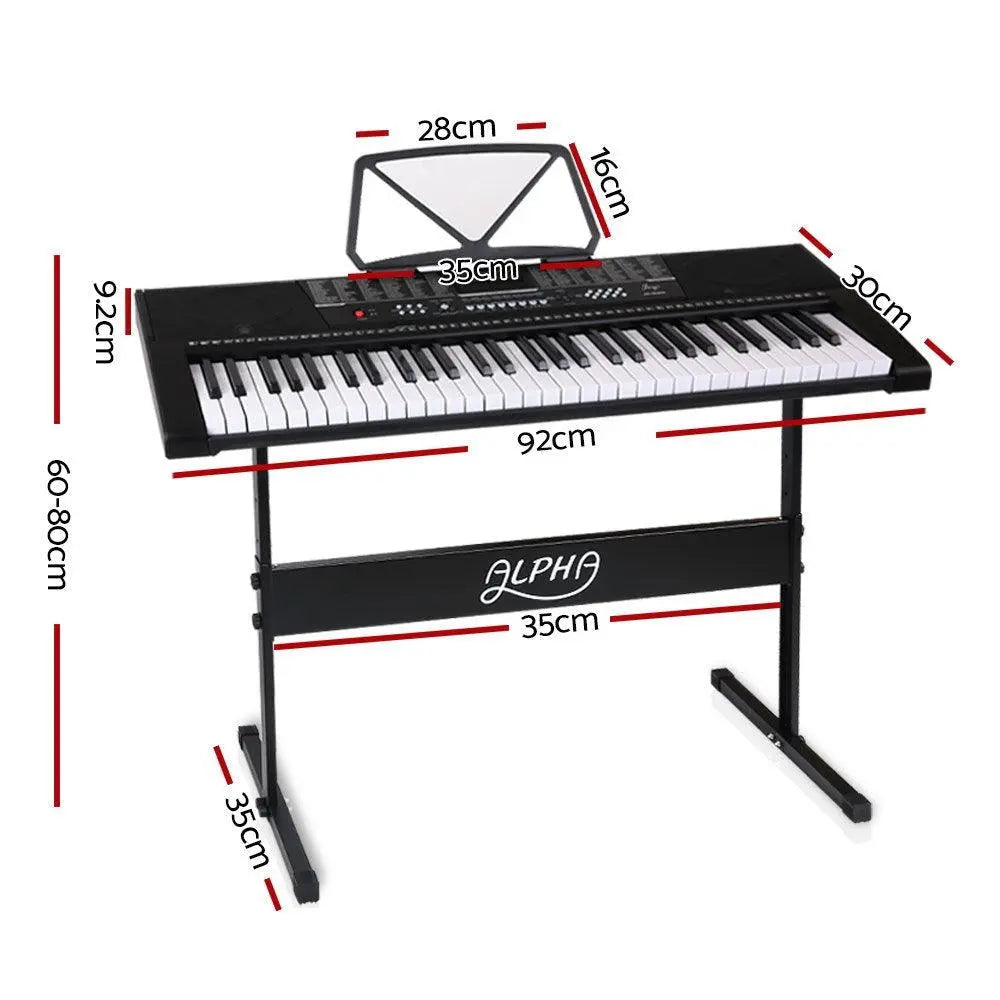 Alpha 61 Keys Electronic Piano Keyboard LED Electric w/Holder Music Stand USB Port Deals499