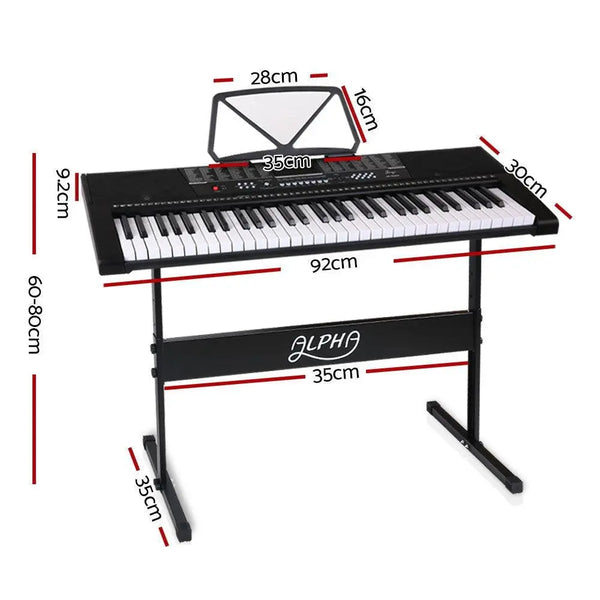 Alpha 61 Keys Electronic Piano Keyboard LED Electric w/Holder Music Stand USB Port Deals499