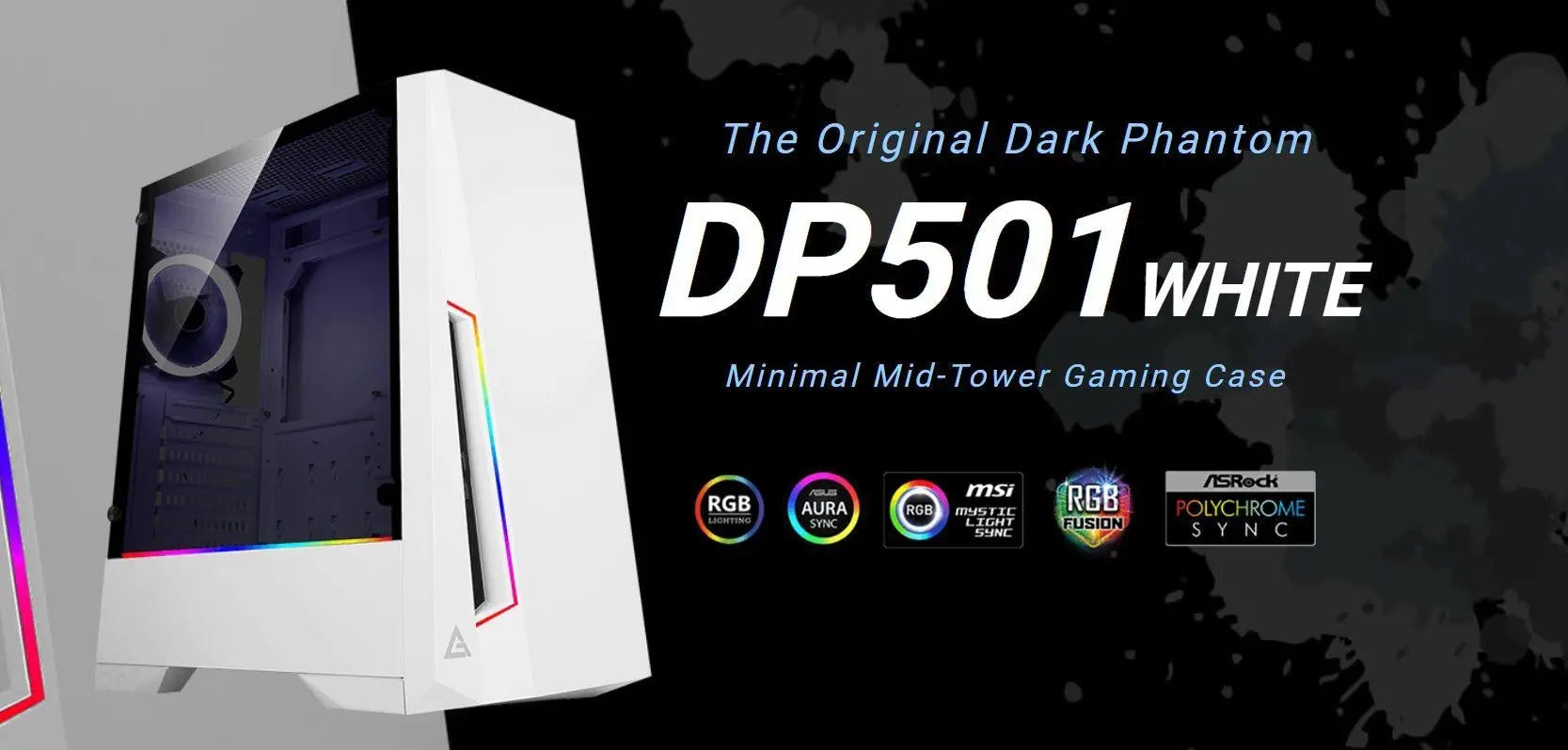 Antec DP501 White ATX ARGB Front LED, LED Control, Tempered Glass, 2.5' x 4, 3.5' x 2, 7x PCI.1x 120mm pre-installed Gaming Case. 2 Years Warranty ANTEC
