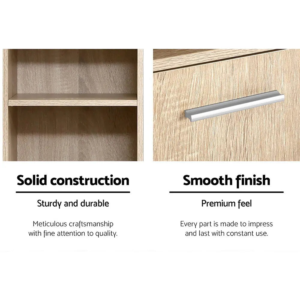 Artiss 185cm Bathroom Cabinet Tallboy Furniture Toilet Storage Laundry Cupboard Oak Deals499