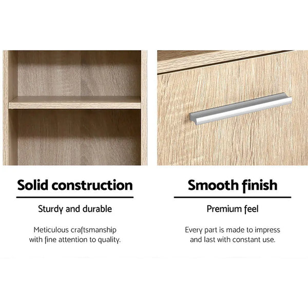 Artiss 185cm Bathroom Cabinet Tallboy Furniture Toilet Storage Laundry Cupboard Oak Deals499