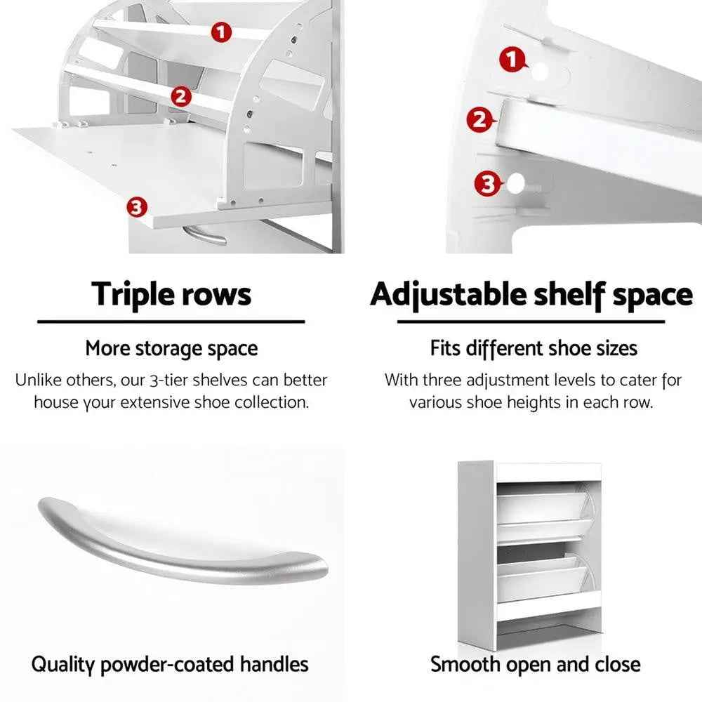 Artiss 2 Door Shoe Cabinet - White Deals499