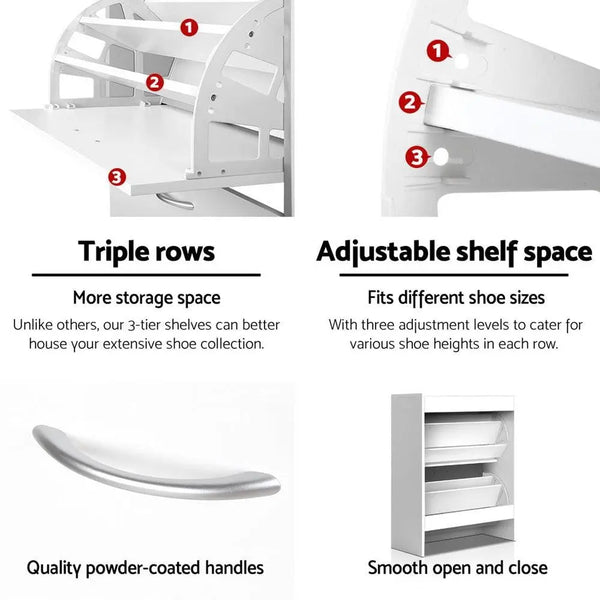 Artiss 2 Door Shoe Cabinet - White Deals499