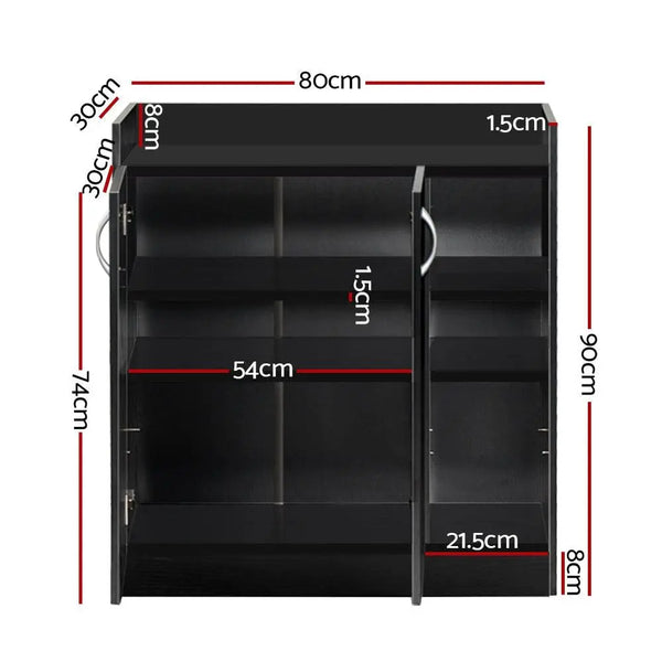 Artiss 2 Doors Shoe Cabinet Storage Cupboard - Black Deals499