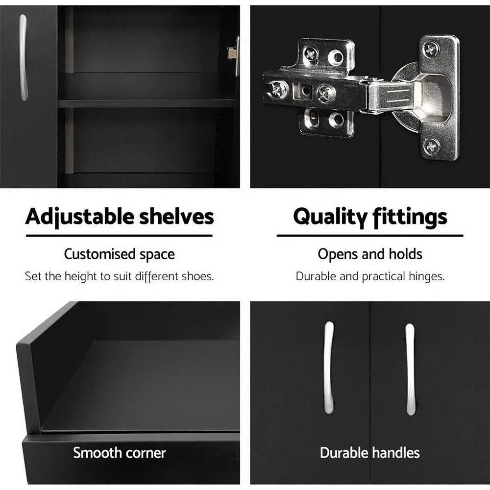 Artiss 2 Doors Shoe Cabinet Storage Cupboard - Black Deals499