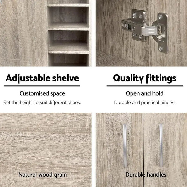 Artiss 2 Doors Shoe Cabinet Storage Cupboard - Wood Deals499