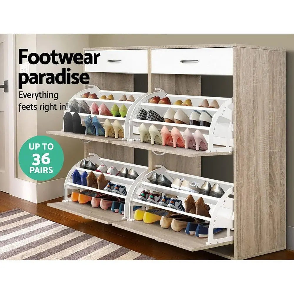 Artiss 2 Tier Shoe Cabinet - Wood Deals499