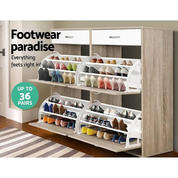Artiss 2 Tier Shoe Cabinet - Wood Deals499