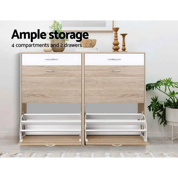 Artiss 2 Tier Shoe Cabinet - Wood Deals499