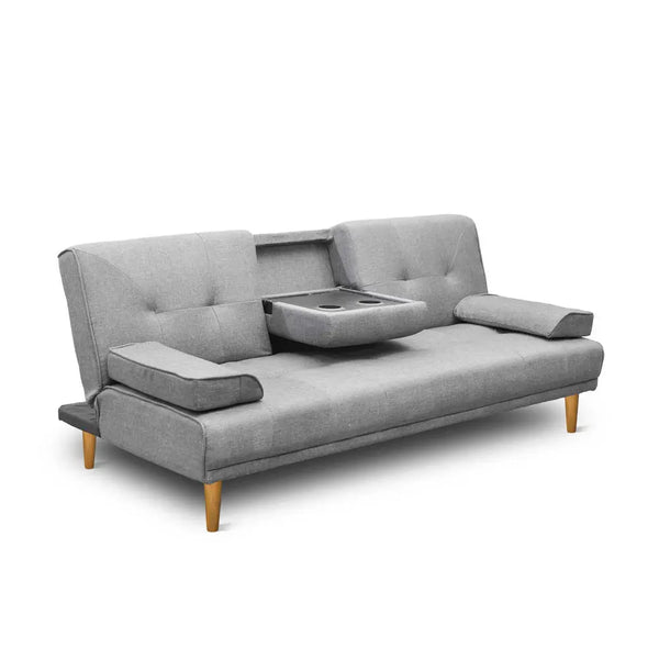 Artiss 3 Seater Fabric Sofa Bed - Grey Deals499