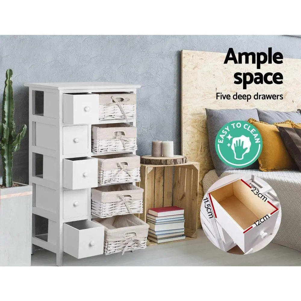 Artiss 5 Basket Storage Drawers - White Deals499