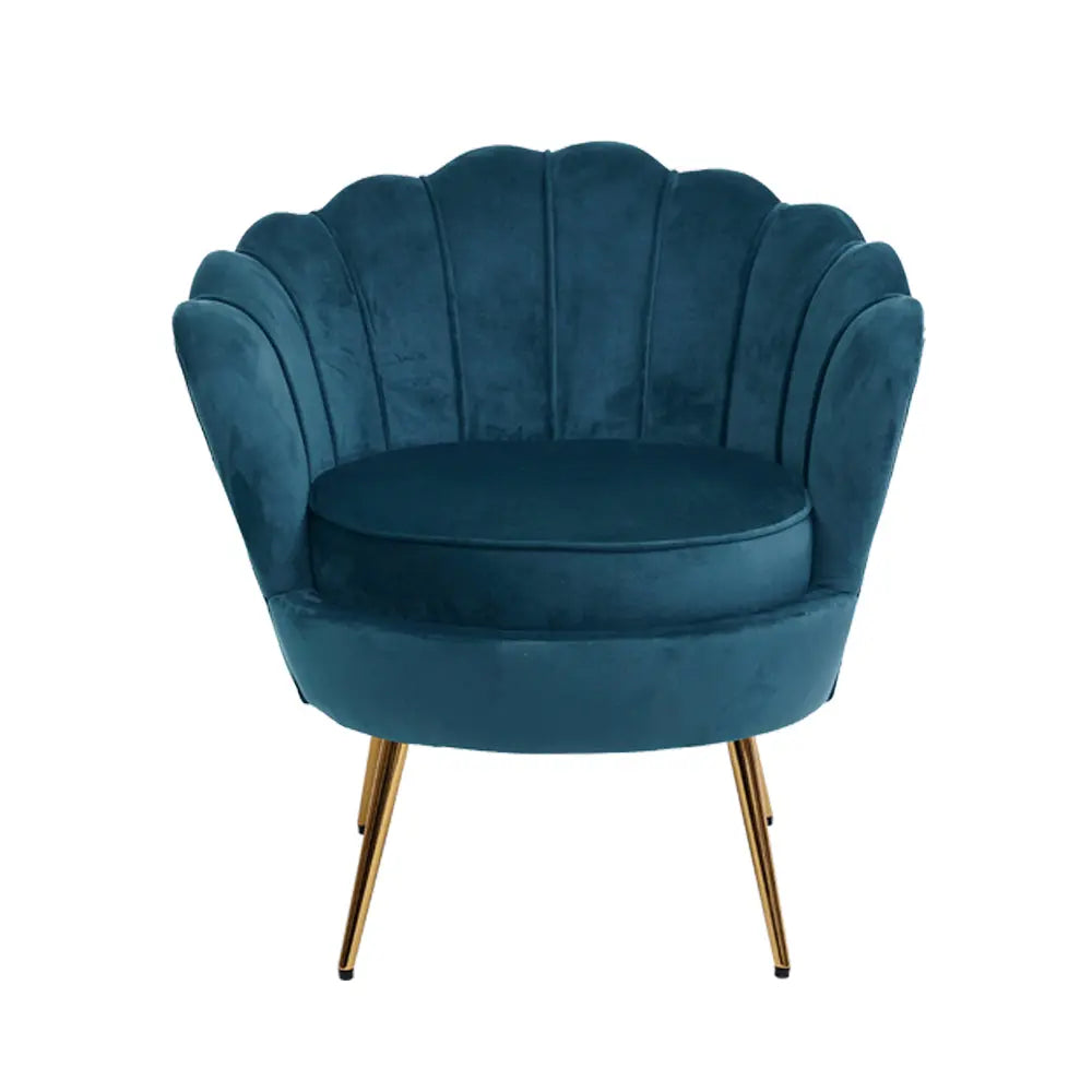 Artiss Armchair Lounge Chair Accent Retro Armchairs Lounge Shell Velvet Navy Deals499