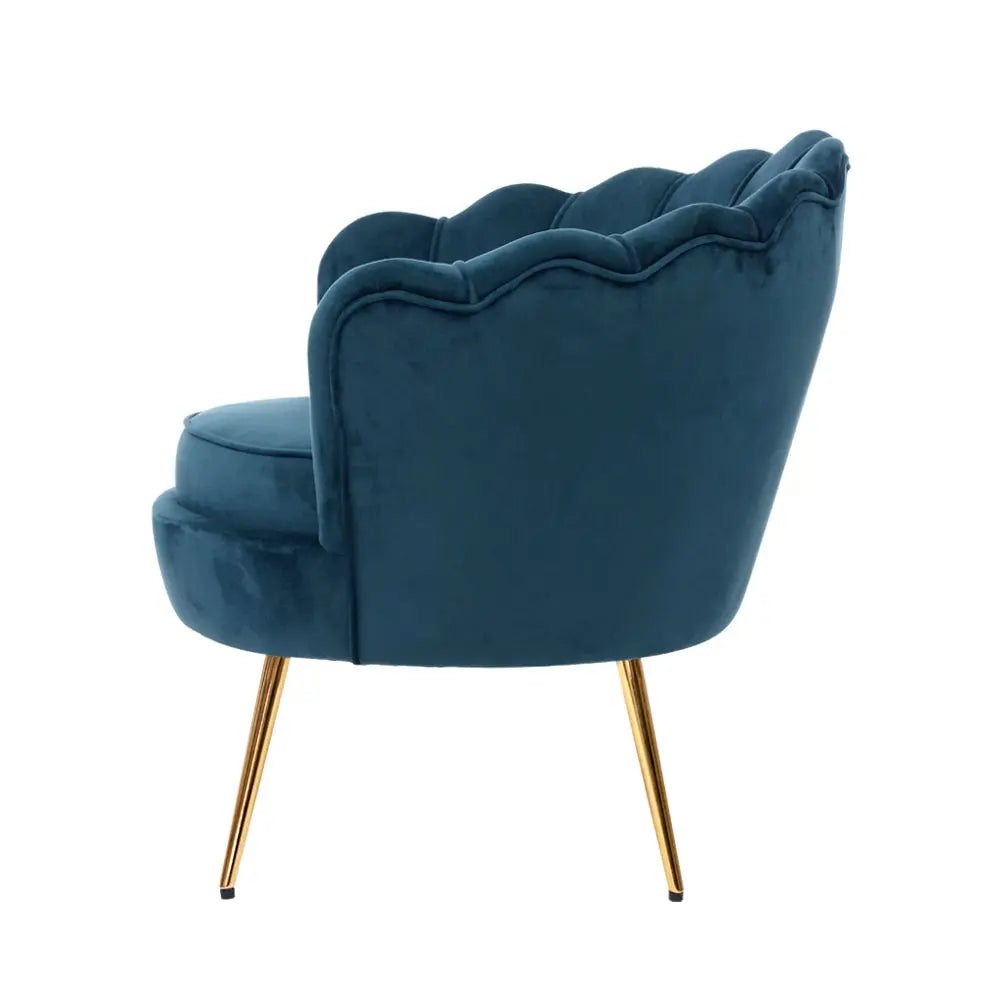 Artiss Armchair Lounge Chair Accent Retro Armchairs Lounge Shell Velvet Navy Deals499