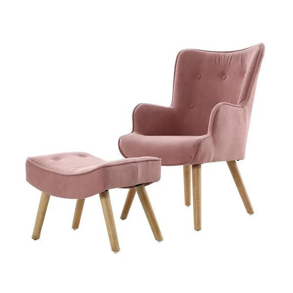 Artiss Armchair Lounge Chair Ottoman Accent Armchairs Sofa Fabric Chairs Pink Deals499