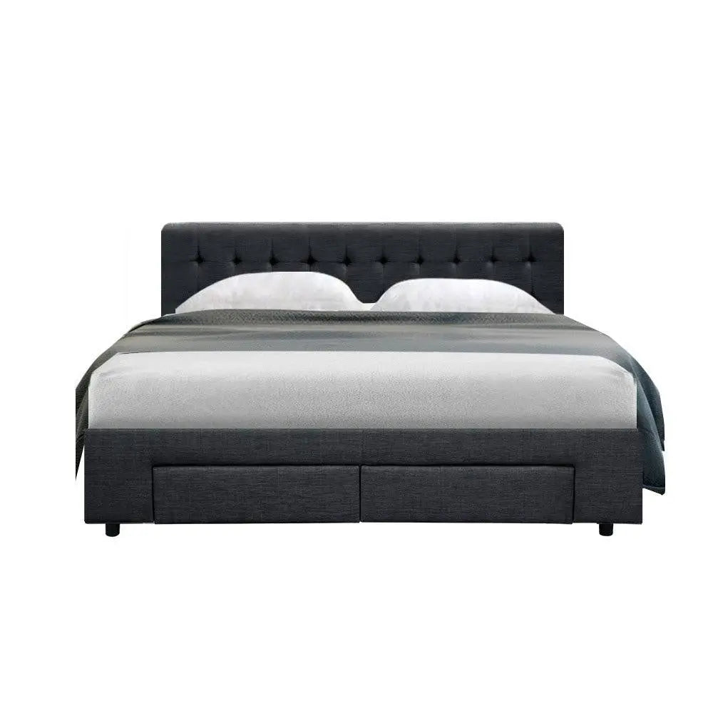 Artiss Avio Bed Frame Fabric Storage Drawers - Charcoal Queen Deals499