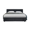 Artiss Avio Bed Frame Fabric Storage Drawers - Charcoal Queen Deals499