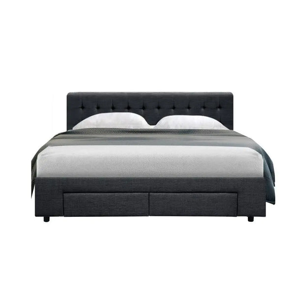 Artiss Avio Bed Frame Fabric Storage Drawers - Charcoal Queen Deals499