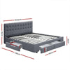 Artiss Avio Bed Frame Fabric Storage Drawers - Grey Queen Deals499