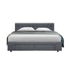 Artiss Avio Bed Frame Fabric Storage Drawers - Grey Queen Deals499