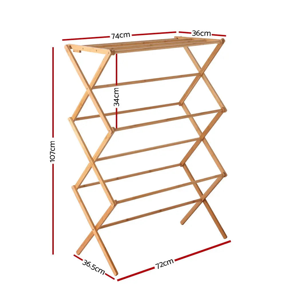 Artiss Bamboo Clothes Dry Rack Folable Towel Hanger Laundry Drying Deals499