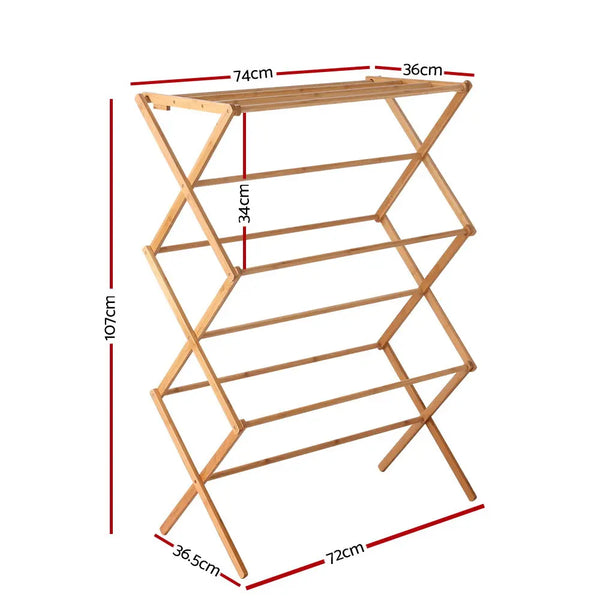 Artiss Bamboo Clothes Dry Rack Folable Towel Hanger Laundry Drying Deals499