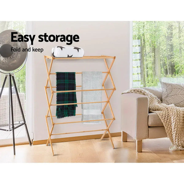 Artiss Bamboo Clothes Dry Rack Folable Towel Hanger Laundry Drying Deals499