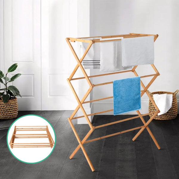Artiss Bamboo Clothes Dry Rack Folable Towel Hanger Laundry Drying Deals499