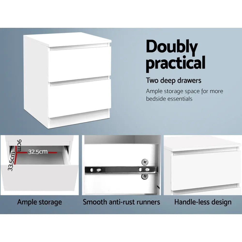 Artiss Bedside Table Cabinet Lamp Side Tables Drawers Nightstand Unit White Deals499