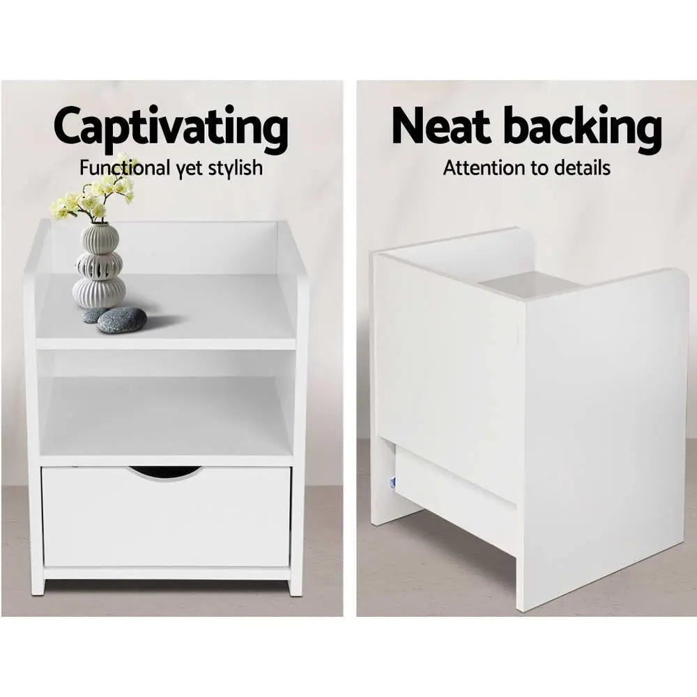 Artiss Bedside Table Drawer - White Deals499
