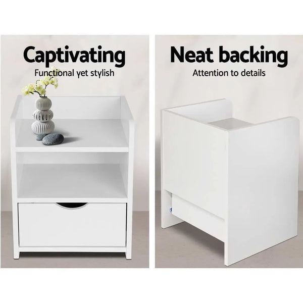 Artiss Bedside Table Drawer - White Deals499
