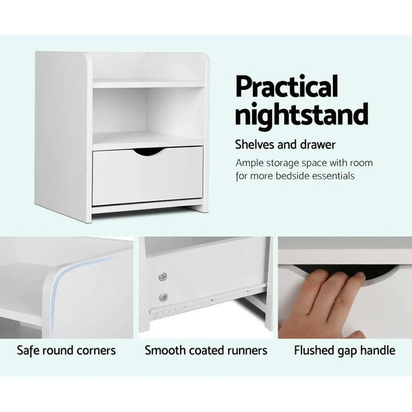 Artiss Bedside Table Drawer - White Deals499
