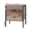 Artiss Bedside Table Drawers Nightstand Metal Oak Deals499