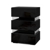 Artiss Bedside Table Side Unit RGB LED Lamp 3 Drawers Nightstand Gloss Furniture Black Deals499