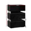 Artiss Bedside Table Side Unit RGB LED Lamp 3 Drawers Nightstand Gloss Furniture Black Deals499