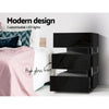 Artiss Bedside Table Side Unit RGB LED Lamp 3 Drawers Nightstand Gloss Furniture Black Deals499