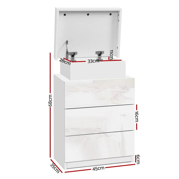 Artiss Bedside Tables Side Table 3 Drawers RGB LED High Gloss Nightstand White Deals499