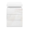 Artiss Bedside Tables Side Table 3 Drawers RGB LED High Gloss Nightstand White Deals499