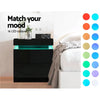 Artiss Bedside Tables Side Table Drawers RGB LED High Gloss Nightstand Black Deals499