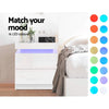 Artiss Bedside Tables Side Table Drawers RGB LED High Gloss Nightstand White Deals499