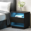 Artiss Bedside Tables Side Table RGB LED Drawers Nightstand High Gloss Black Deals499