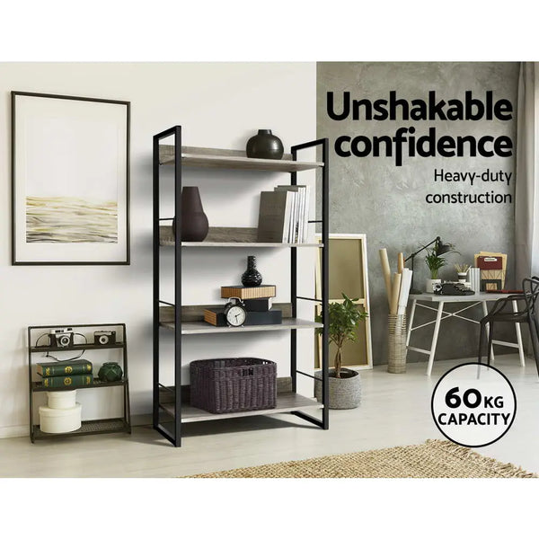 Artiss Book Shelf Display Shelves Corner Wall Wood Metal Stand Hollow Storage Deals499
