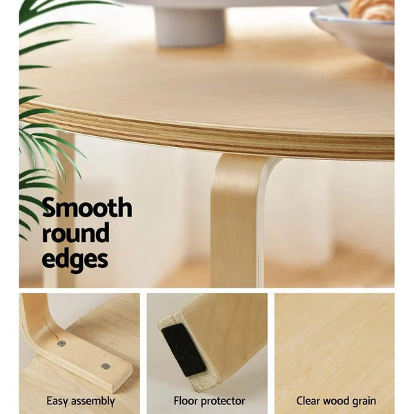 Artiss Coffee Table Nest of 2 Round Side End Tables Bedside Furniture Wooden Deals499