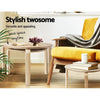 Artiss Coffee Table Nest of 2 Round Side End Tables Bedside Furniture Wooden Deals499