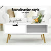 Artiss Coffee Table Storage Drawer Open Shelf Wooden Legs Scandinavian White Deals499